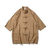 2024夏风男装冰丝唐装汉服短袖五分袖衬衫衬衣C229/Y729/P65，男装衬衫，电商C229