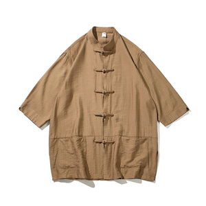 2024夏风男装冰丝唐装汉服短袖五分袖衬衫衬衣C229/Y729/P65图片