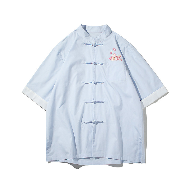 2023春夏风男装刺绣唐装汉服短袖五分袖衬衫C229/Y654/P65,男装衬衫,电商C229