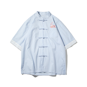 2023春夏风男装刺绣唐装汉服短袖五分袖衬衫C229/Y654/P65图片