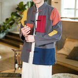 2025秋冬风男装棉麻拼接唐装汉服夹克外套大码C229/Y666/P85，男装夹克，电商C229