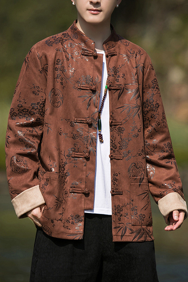 2024冬风男装鹿皮绒复古中式唐装汉服夹克外套C229/Y757/P105,男装夹克,电商C229