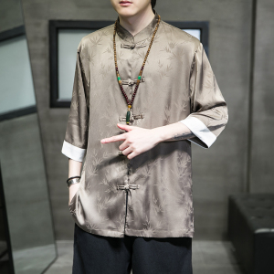 2024春夏风男装冰丝唐装汉服五分袖短袖衬衫男C229/Y678/P60图片