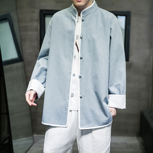 2025秋冬风男装棉麻亚麻唐装汉服长袖衬衫衬衣C229/Y658/P80图片
