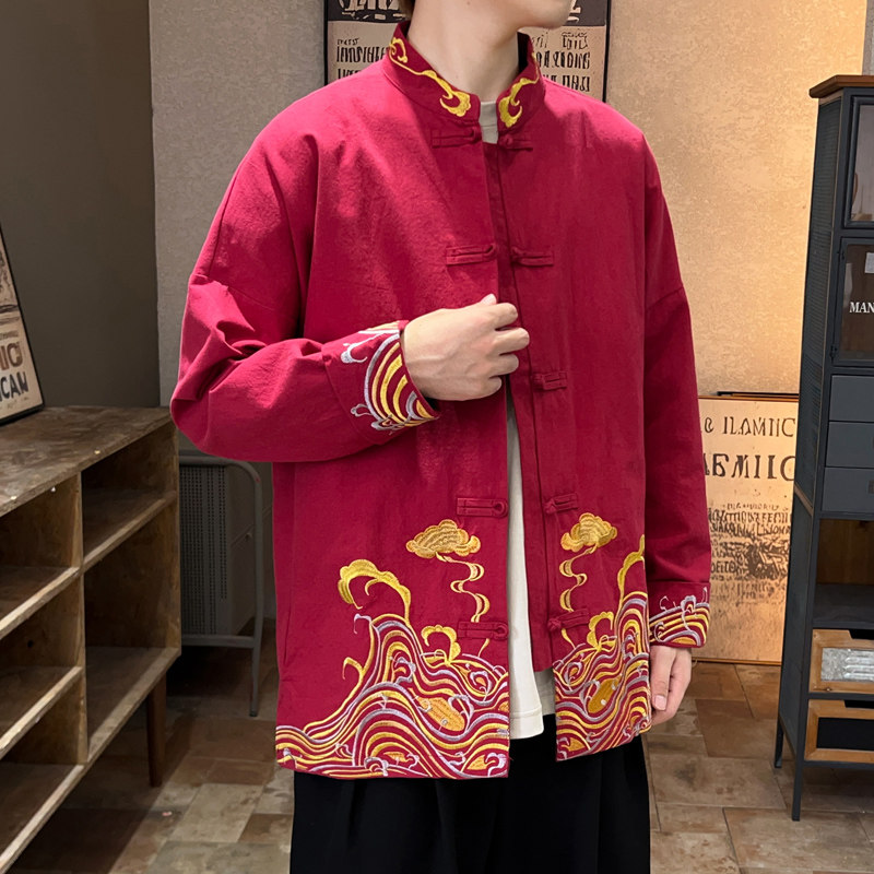2025秋冬风男装刺绣唐装汉服中式夹克外套大码C229/Y63/P80,男装夹克,电商C229