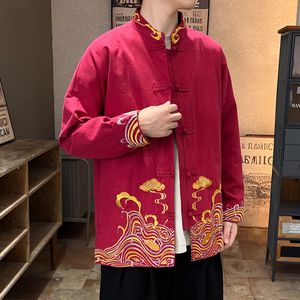 2025秋冬风男装刺绣唐装汉服中式夹克外套大码C229/Y63/P80图片