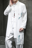 2024春风男装刺绣冰丝唐装汉服中长款风衣外套C229/F409/P90，男装风衣，电商C229