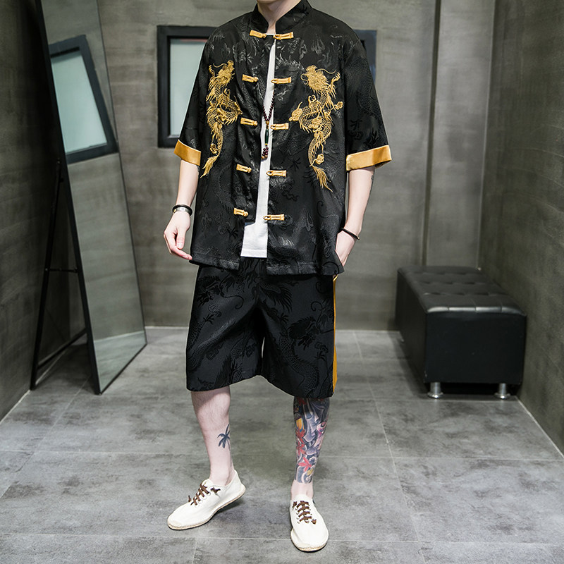2024春夏新款风男装冰丝唐装大码套装两件套C229/TZ342/P90,男装休闲套装,电商C229