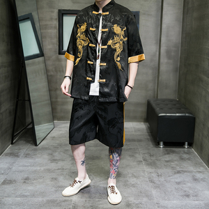 2024春夏新款风男装冰丝唐装大码套装两件套C229/TZ342/P90图片