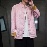 2024秋冬风男装鹿皮绒中式唐装汉服盘口外套C229/Y763/P105，男装夹克，电商C229