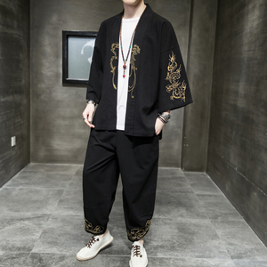2024风男装棉麻亚麻刺绣唐装汉服套装两件套C229/TZ871/P100图片