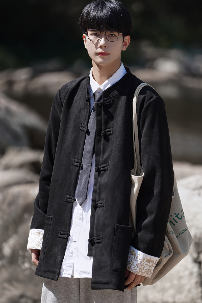 2024冬风男装鹿皮绒复古中式唐装汉服夹克外套C229/Y506/P100,男装夹克,电商C229