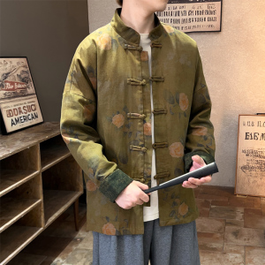 2025秋冬风男装唐装汉服棉麻亚麻夹克外套大码C229/Y722/P90图片