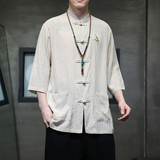 2024夏风男装刺绣唐装汉服短袖五分袖衬衫衬衣C229-Y907-P65，男装衬衫，电商C229
