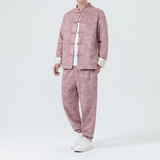 2024秋冬风男装鹿皮绒外套唐装套装两件套C229-TZ365-P160，男装休闲套装，电商C229