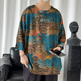2024春夏风男装冰丝中式唐装汉服短袖五分袖T恤C229/T197/P55，男装T恤，电商C229