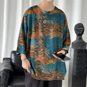 2024春夏风男装冰丝中式唐装汉服短袖五分袖T恤C229/T197/P55图片