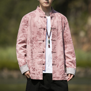 2024冬风男装鹿皮绒复古中式唐装汉服夹克外套C229/Y757/P105,白色马甲搭配什么裤子图片