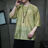 2024夏季风男装复古中式唐装汉服短袖五分袖T恤C229-T216-P60，男装T恤，电商C229