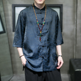 风男装复古风男装冰丝唐装汉服短袖衬衫C229/Y950/P65，男装衬衫，电商C229