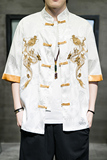 2024春夏新款刺绣汉服五分袖衬衫唐装汉服外套上衣C229/Y656/P60，男装衬衫，电商C229