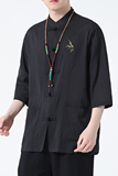 2024夏风男装唐装汉服刺绣五分短袖袖衬衫衬衣C229-Y907-P65，男装衬衫，电商C229