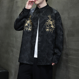 2024春夏风男装刺绣唐装中式汉服长袖衬衫衬衣C229-Y1011-P80，男装衬衫，电商C229
