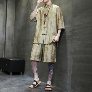 2024春夏风男装盘扣中式唐装汉服套装两件套C229-TZ360-P100图片
