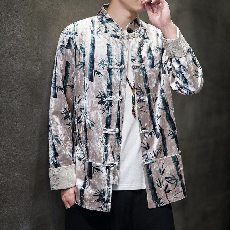 2024秋风男装丽丝绒复古中式唐装汉服夹克外套C229/Y761/P100图片