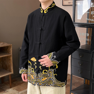 2025秋冬风男装刺绣唐装汉服中式夹克外套大码C229/Y63/P80图片