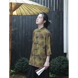 2024夏风男装印花唐装汉服短袖五分袖衬衫衬衣C229-Y1004-P70，男装衬衫，电商C229