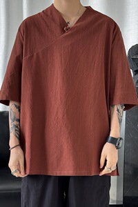 2024春夏风男装中式唐装汉服棉麻亚麻短袖T恤C229/T161/P45图片