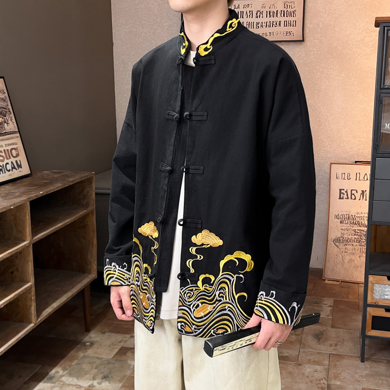2025秋冬风男装刺绣唐装中式汉服夹克外套大码C229/Y63/P80,男装夹克,电商C229