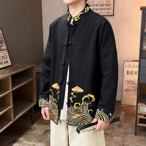 2025秋冬风男装刺绣唐装中式汉服夹克外套大码C229/Y63/P80图片