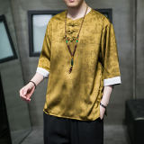 2024春夏风男装冰丝唐装汉服短袖T恤大码宽松C229/T195/P55，男装T恤，电商C229