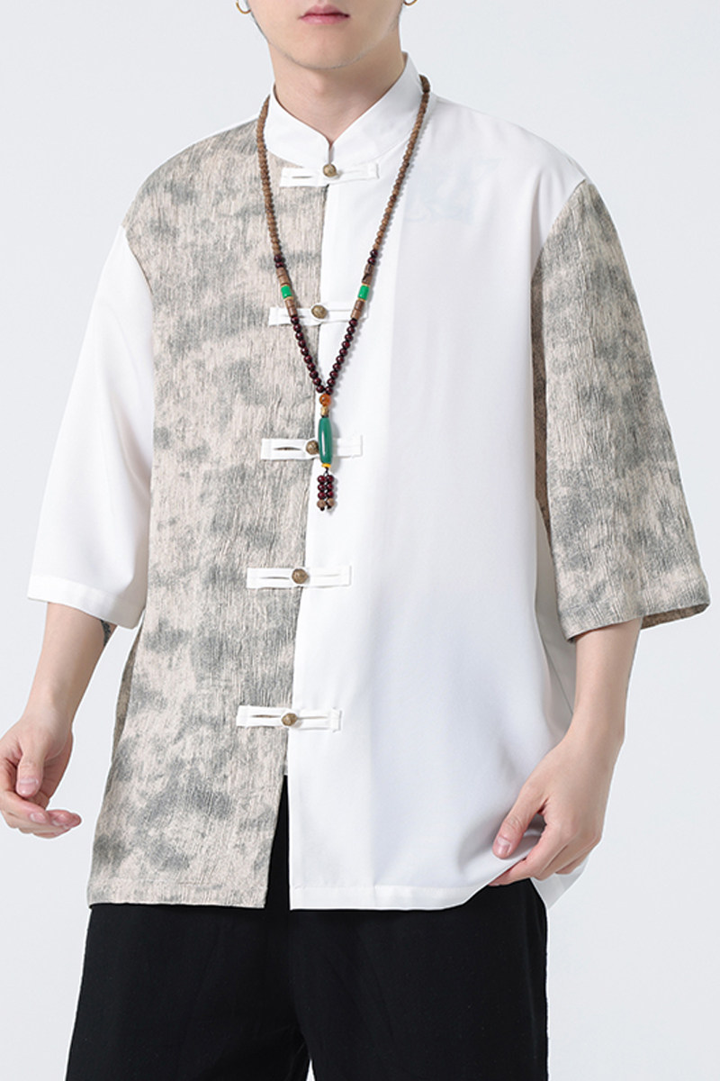 2024春夏风男装冰丝唐装汉服五分短袖衬衫衬衣C229-Y904-P65,男装衬衫,电商C229