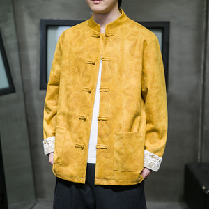2023风男装鹿皮绒夹克刺绣唐装汉服夹克外套C229/Y718/P105图片