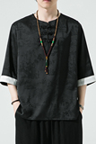 2024春夏新款风男装冰丝唐装汉服五分袖短袖T恤C229/T195/P55，男装T恤，电商C229