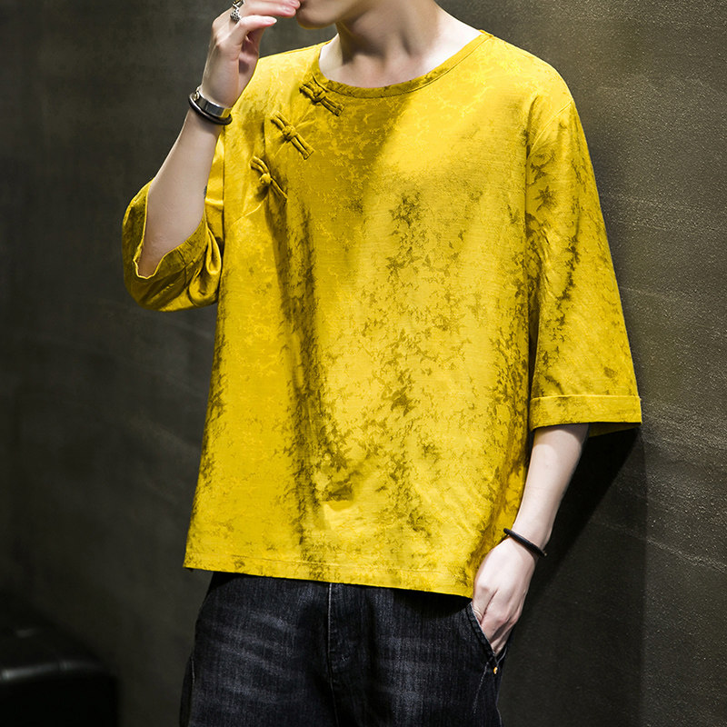 2023春夏新款风男装冰丝唐装汉服短袖五分袖T恤C229/T162/P50,男装T恤,电商C229
