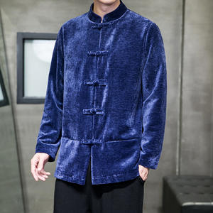 2024冬风男装丽丝绒复古中式唐装汉服夹克外套C229/Y802/P110图片