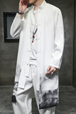 2024春夏新款风男装中长款雪纺盘扣风衣男大码C229/F408/P90，男装民族服装，电商C229