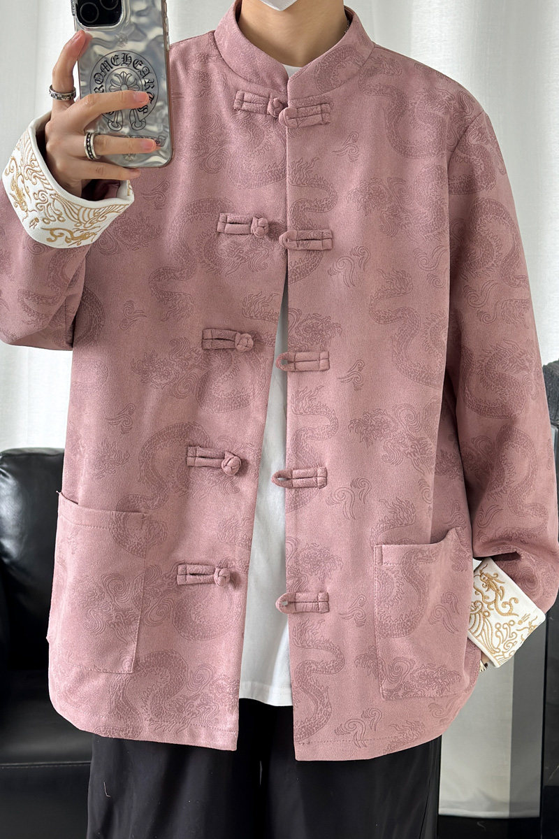 2024春夏风男装鹿皮绒提花唐装汉服夹克外套C229/Y718/P105,男装夹克,电商C229