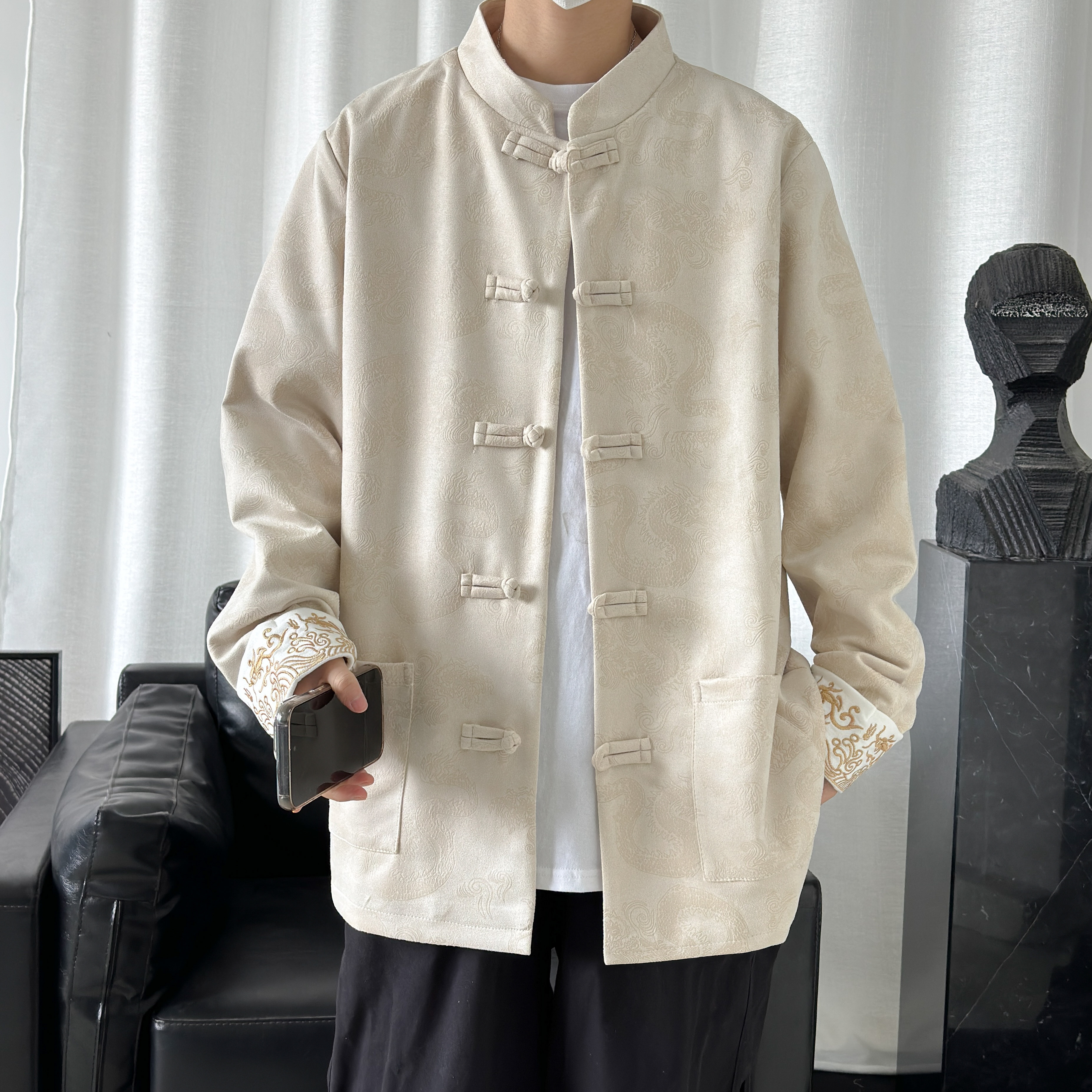 2025秋冬风男装刺绣中式唐装汉服夹克外套大码C229/Y718/P105,男装夹克,电商C229