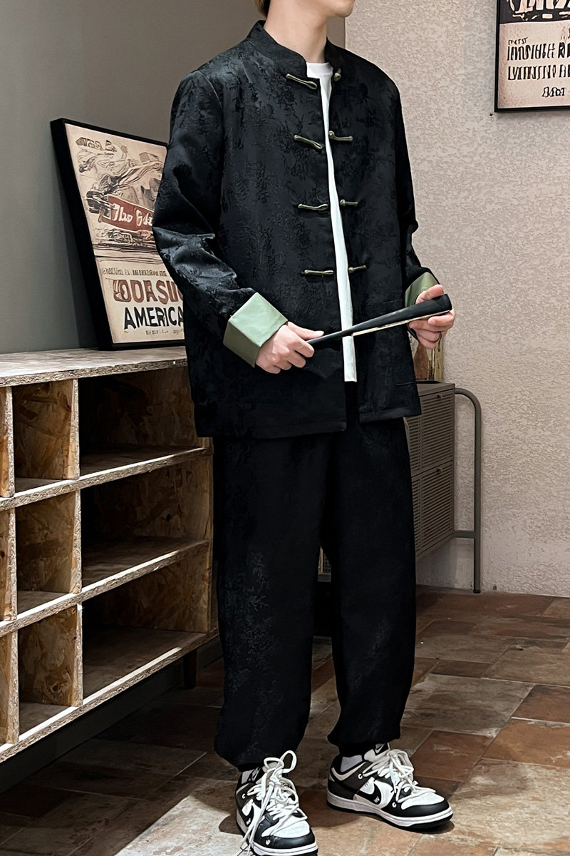 2025秋冬风男装唐装提花套装中式两件套大码C229-TZ362-P160,男装休闲套装,电商C229