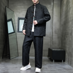 2024春夏风男装提花盘扣唐装汉服套装两件套C229-TZ358-P140图片