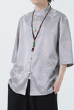 2024夏风男装冰丝唐装汉服短袖五分袖衬衫衬衣C229-Y1029-P70，男装衬衫，电商C229