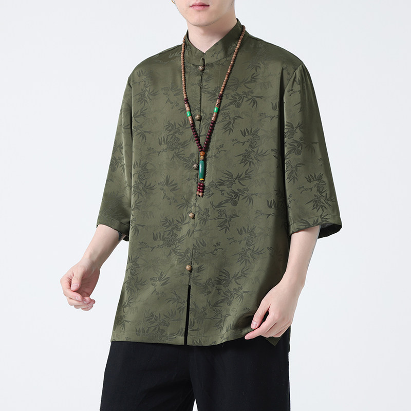 2024春夏新款风男装冰丝唐装汉服五分袖衬衫C229-Y903-P65,男装衬衫,电商C229