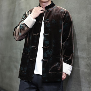 2025秋冬风男装丽丝绒唐装汉服夹克外套大码C229-Y1115-P120图片