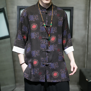 2024春夏风男装唐装汉服印花复古中式衬衫衬衣C229/Y736/P65图片