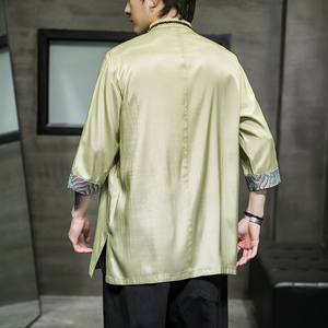 2023春夏风男装冰丝唐装汉服五分袖短袖衬衫男C229/Y702/P60图片